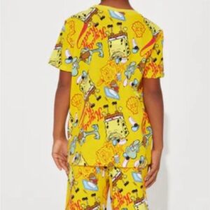 Yellow Graphic SpongeBob T-Shirt and Shorts pajama Set